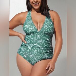 Cupshe Green Floral One-Piece Swimsuit